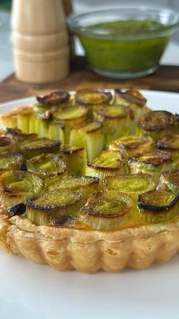 Leek Tart with Leek Green Pesto