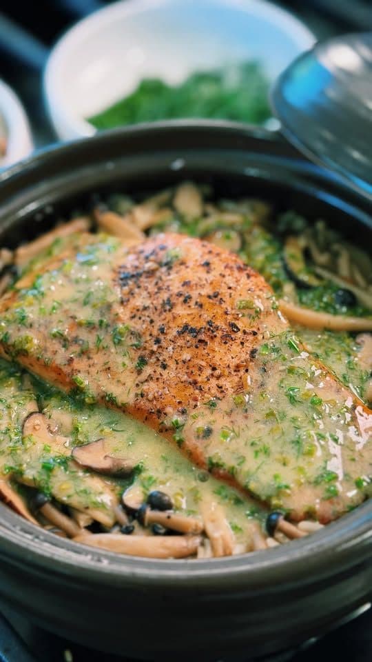 One Pot Buttery Salmon Rice with Miso Butter Sauce