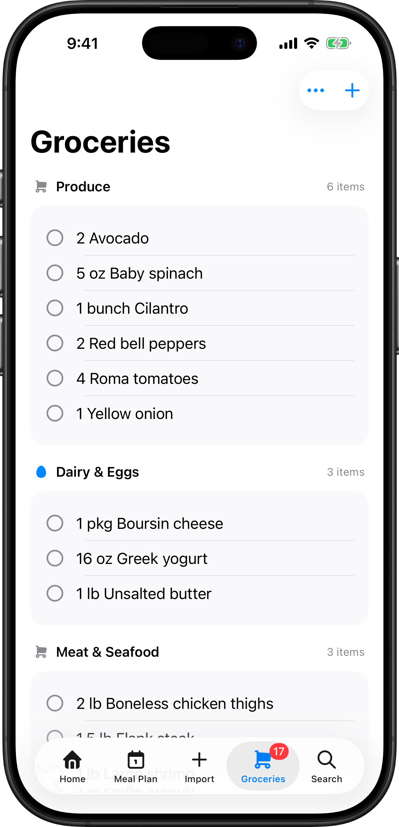 Grocery lists in seconds